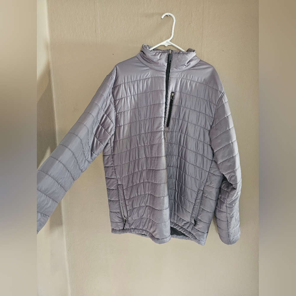 Mens Gray Quilted Puffer Pullover Jacket
